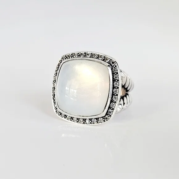 David Yurman 17mm Albion Moonlight Ice Moon Quartz (Moonstone) Diamond Ring - Picture 4 of 7